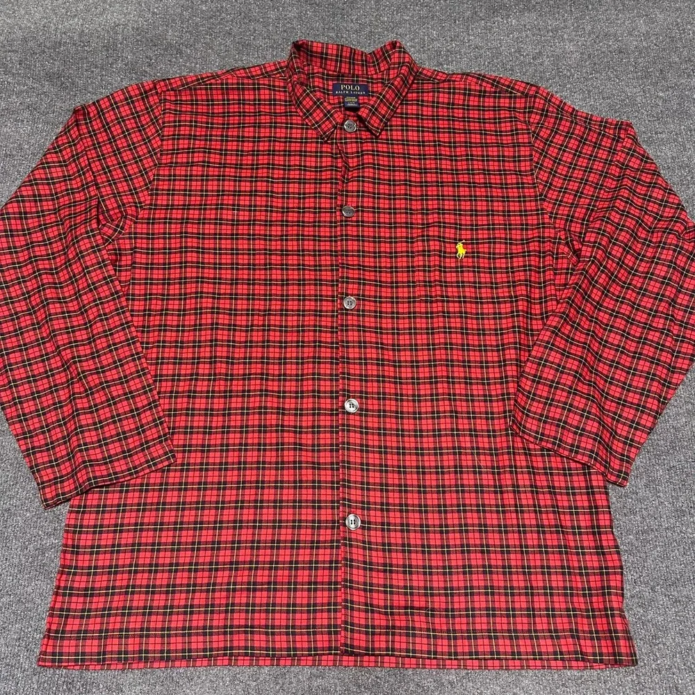 Polo Ralph Lauren Mens Red Plaid Sleepwear Pajama Shirt L M01HF2